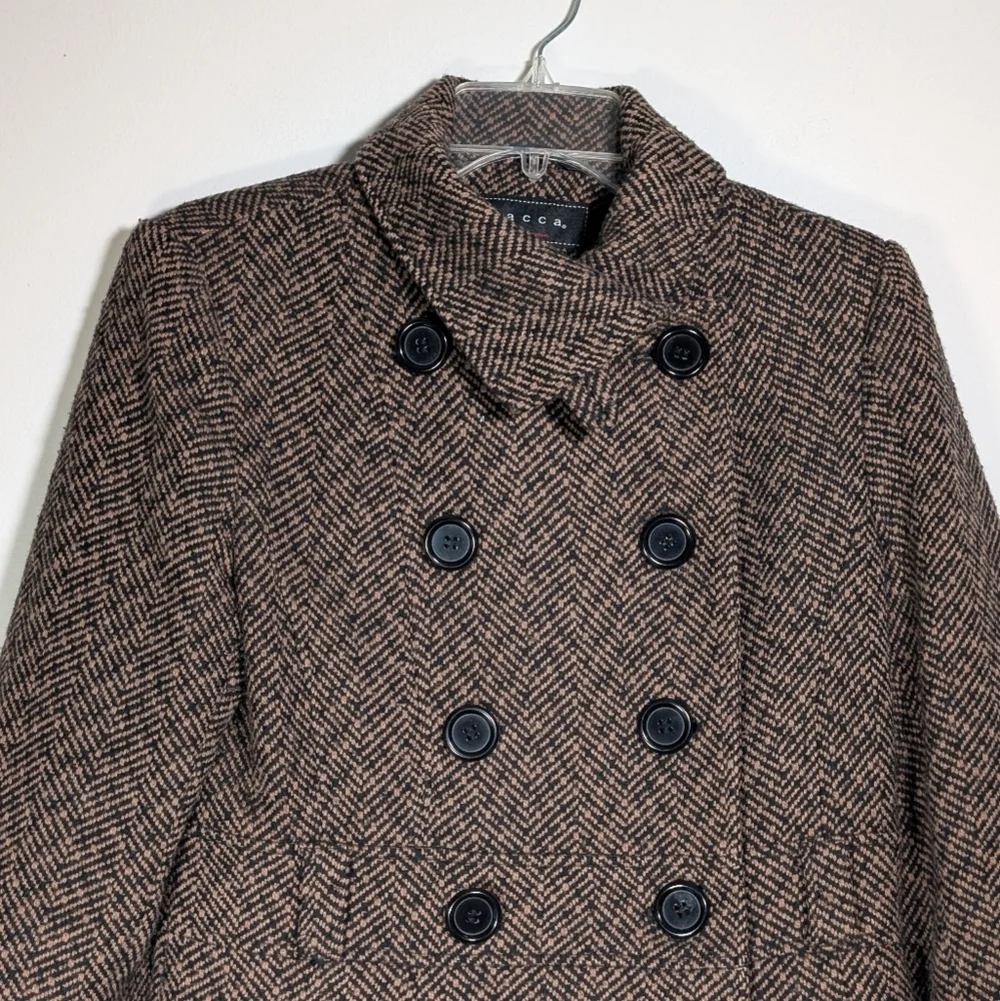Giacca Brown Tweed Pea Coat S - Picture 5 of 9